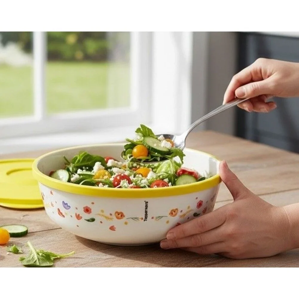 Tupperware Fanciful Floral Illumina Serving Bowl 10.5 Cup/ 2.5 L‎ Bowl Cheerful